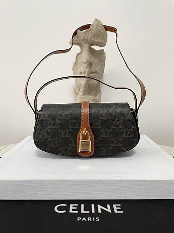 Fortok Celine Tabou Clutch on Strap in smooth calfskin leather in Trimophe Leather Black 18x8x5cm