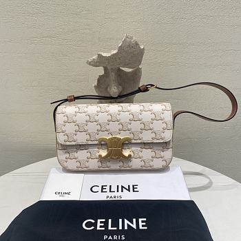 Fortok Women CELINE Shoulder Bag Claude In Triomphe Canvas And Calfskin Leather 20×10×4cm 