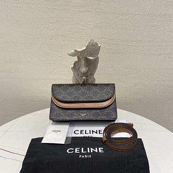 Fortok Celine Wallet on Strap in Triomphe Canvas and Smooth Lambskin 20 X 11.5cm