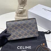 Fortok Celine Wallet on Strap in Triomphe Canvas and Smooth Lambskin 20 X 11.5cm - 3
