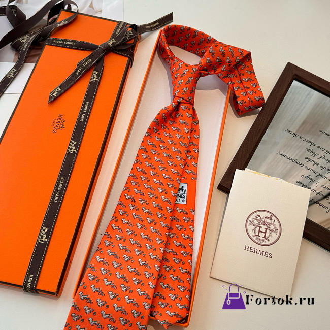 Fortok Hermes Sliding Jockey Twillbi tie Orange  - 1