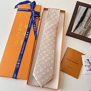 Fortok Louis Vuitton Gris Clair PIED DE POULE SILK TIE Beige - 2