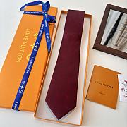 Fortok Louis Vuitton Gris Clair PIED DE POULE SILK TIE Rouge - 6
