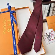 Fortok Louis Vuitton Gris Clair PIED DE POULE SILK TIE Rouge - 5