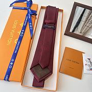 Fortok Louis Vuitton Gris Clair PIED DE POULE SILK TIE Rouge - 4