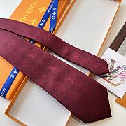 Fortok Louis Vuitton Gris Clair PIED DE POULE SILK TIE Rouge - 2