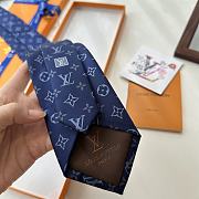 Fortok Louis Vuitton Gris Clair PIED DE POULE SILK TIE Blue - 6