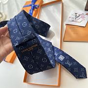 Fortok Louis Vuitton Gris Clair PIED DE POULE SILK TIE Blue - 5