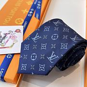 Fortok Louis Vuitton Gris Clair PIED DE POULE SILK TIE Blue - 3