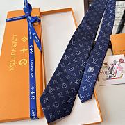 Fortok Louis Vuitton Gris Clair PIED DE POULE SILK TIE Blue - 4