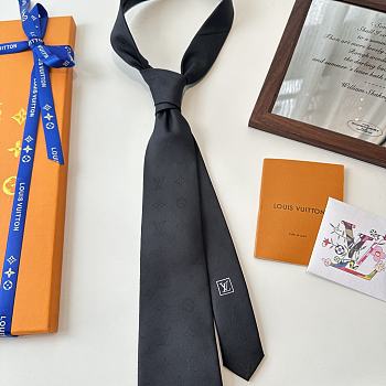 Fortok Louis Vuitton Gris Clair PIED DE POULE SILK TIE Black