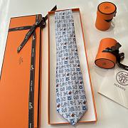 Fortok Hermès Grey Silk Printed Tie - 2