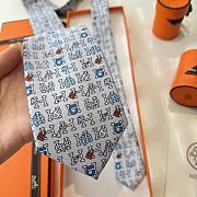 Fortok Hermès Grey Silk Printed Tie - 3