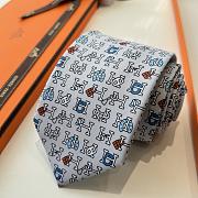Fortok Hermès Grey Silk Printed Tie - 5