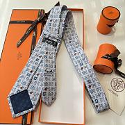 Fortok Hermès Grey Silk Printed Tie - 6