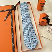 Fortok Hermès Blue Silk Printed Tie - 4
