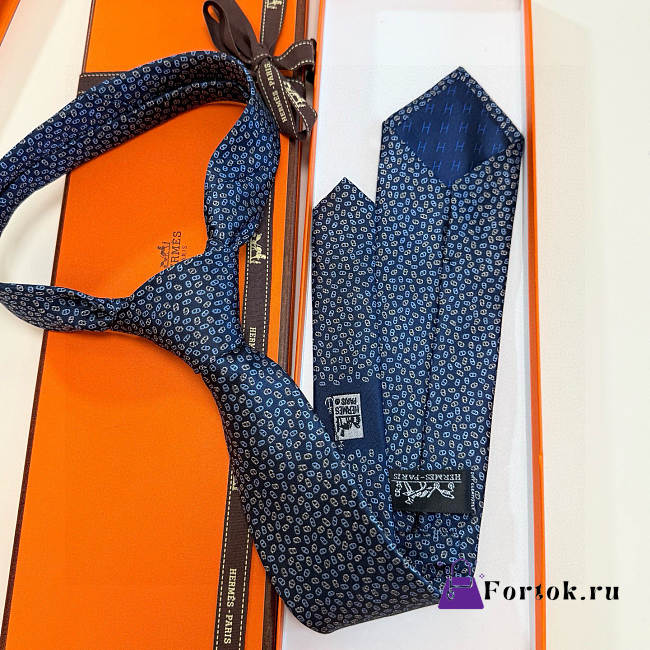 Fortok Hermes silk tie Blue  - 1