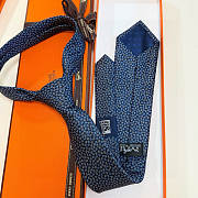 Fortok Hermes silk tie Blue  - 1