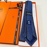 Fortok Hermes silk tie Blue  - 6
