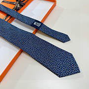 Fortok Hermes silk tie Blue  - 5