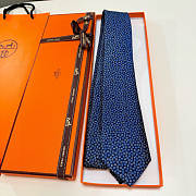 Fortok Hermes silk tie Blue  - 3