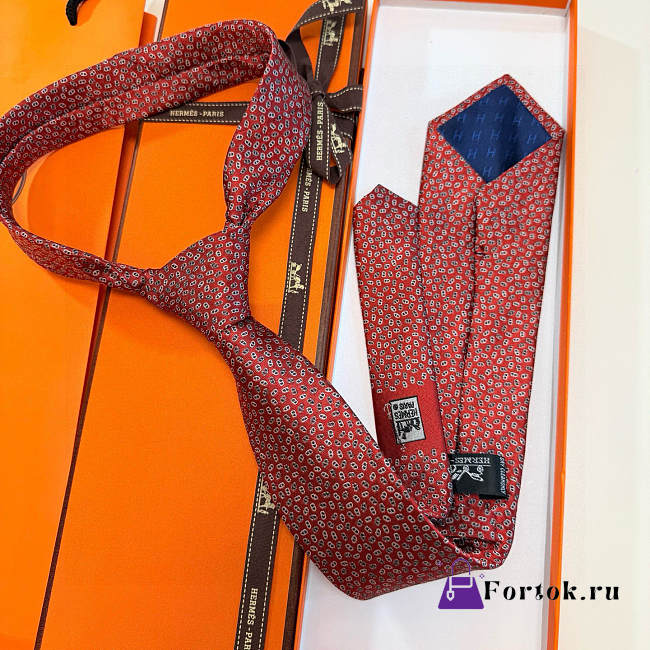 Fortok Hermes silk tie Red - 1
