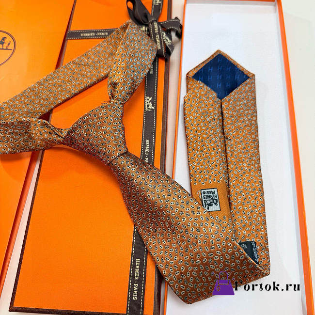 Fortok Hermes silk tie Orange - 1