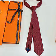 Fortok HERMES Hermes Tie Silk H-Weave Tie Red - 1