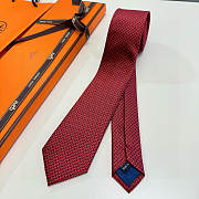 Fortok HERMES Hermes Tie Silk H-Weave Tie Red - 6