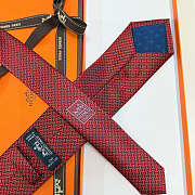 Fortok HERMES Hermes Tie Silk H-Weave Tie Red - 5