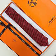 Fortok HERMES Hermes Tie Silk H-Weave Tie Red - 4