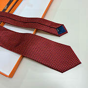 Fortok HERMES Hermes Tie Silk H-Weave Tie Red - 3