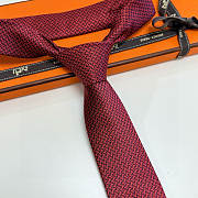 Fortok HERMES Hermes Tie Silk H-Weave Tie Red - 2