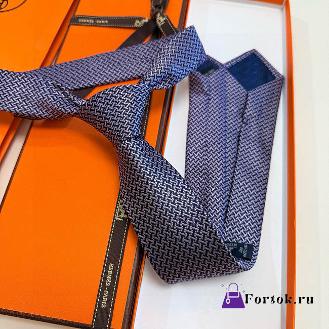 Fortok HERMES Hermes Tie Silk H-Weave Tie Purple - 1