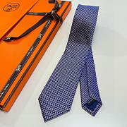 Fortok HERMES Hermes Tie Silk H-Weave Tie Purple - 6