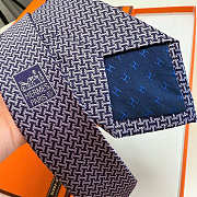 Fortok HERMES Hermes Tie Silk H-Weave Tie Purple - 4