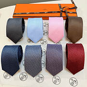 Fortok HERMES Hermes Tie Silk H-Weave Tie Purple - 2