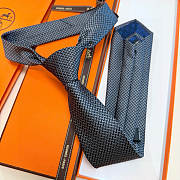 Fortok HERMES Hermes Tie Silk H-Weave Tie Black - 1