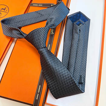 Fortok HERMES Hermes Tie Silk H-Weave Tie Black