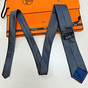 Fortok HERMES Hermes Tie Silk H-Weave Tie Black - 6