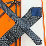 Fortok HERMES Hermes Tie Silk H-Weave Tie Black - 5