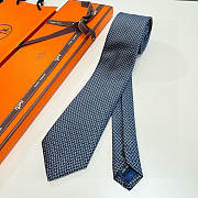Fortok HERMES Hermes Tie Silk H-Weave Tie Black - 4