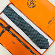 Fortok HERMES Hermes Tie Silk H-Weave Tie Black - 3