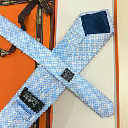 Fortok HERMES Hermes Tie Silk H-Weave Tie Light Blue - 6