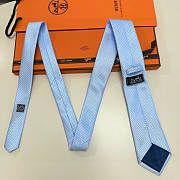 Fortok HERMES Hermes Tie Silk H-Weave Tie Light Blue - 3