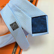 Fortok HERMES Hermes Tie Silk H-Weave Tie Light Blue - 2