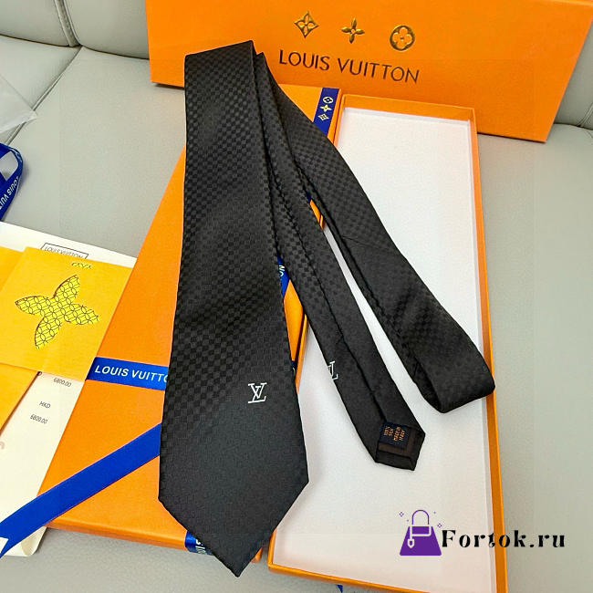 Fortok Louis Vuitton Silk Micro Damier Tie Black - 1