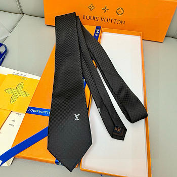 Fortok Louis Vuitton Silk Micro Damier Tie Black