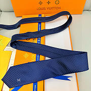 Fortok Louis Vuitton Silk Micro Damier Tie Navy Blue  - 6