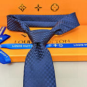Fortok Louis Vuitton Silk Micro Damier Tie Navy Blue  - 5